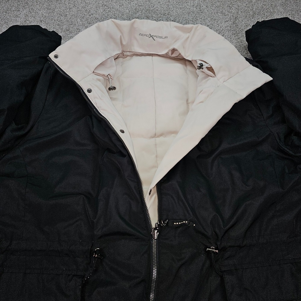 ZeroXposur Womens Reversible Down Quilted Puffer Coat Parka Black Cream 3X - Picture 4 of 9